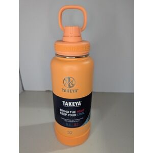 Takeya Actives Water Bottle w/ Handle 32 oz Orange workout hydrate NEW